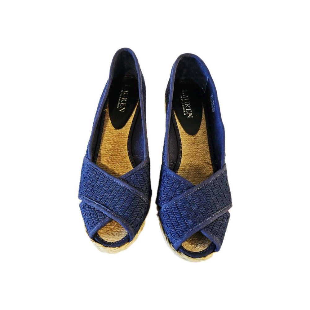 Lauren Ralph Lauren Blue Woven Espadrille Flats Size 7 - Picture 2 of 5